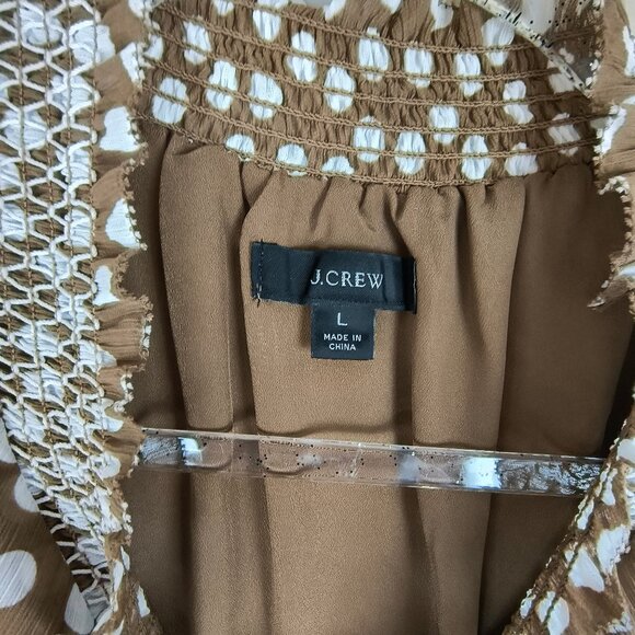 J. Crew Summer Midi Dress Brown & White Polka Dot Sleeveless Classic - Picture 2 of 7